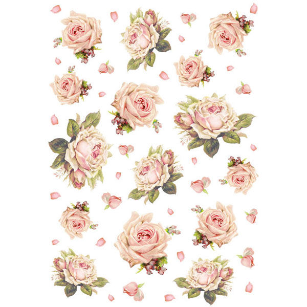 Stamperia Rice Paper - Texture with roses - The Craft Box